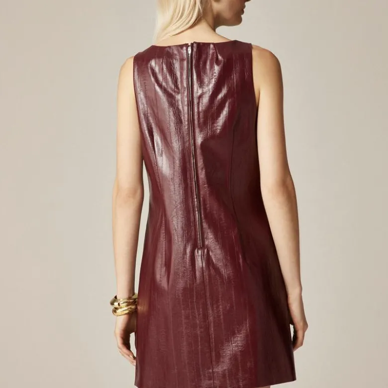 Scoopneck mini dress in faux eel-skin leather