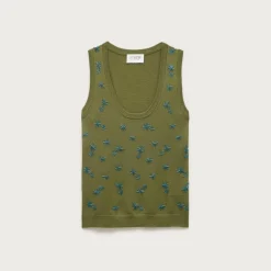 Scoopneck shell in merino wool with embellishments