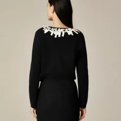 Sequin tie-front cardigan in merino wool