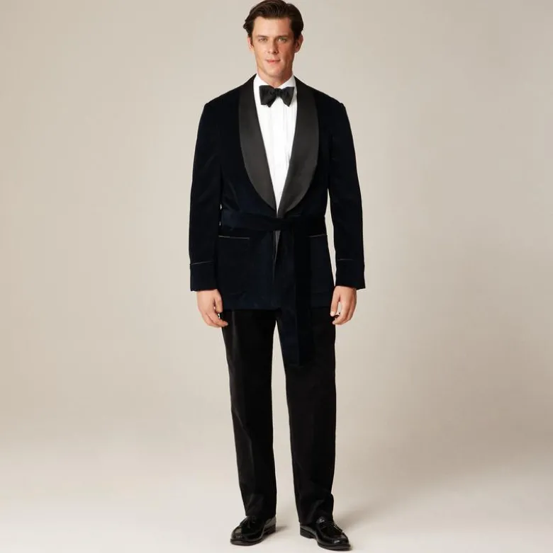 Shawl-collar lounge jacket in Italian corduroy