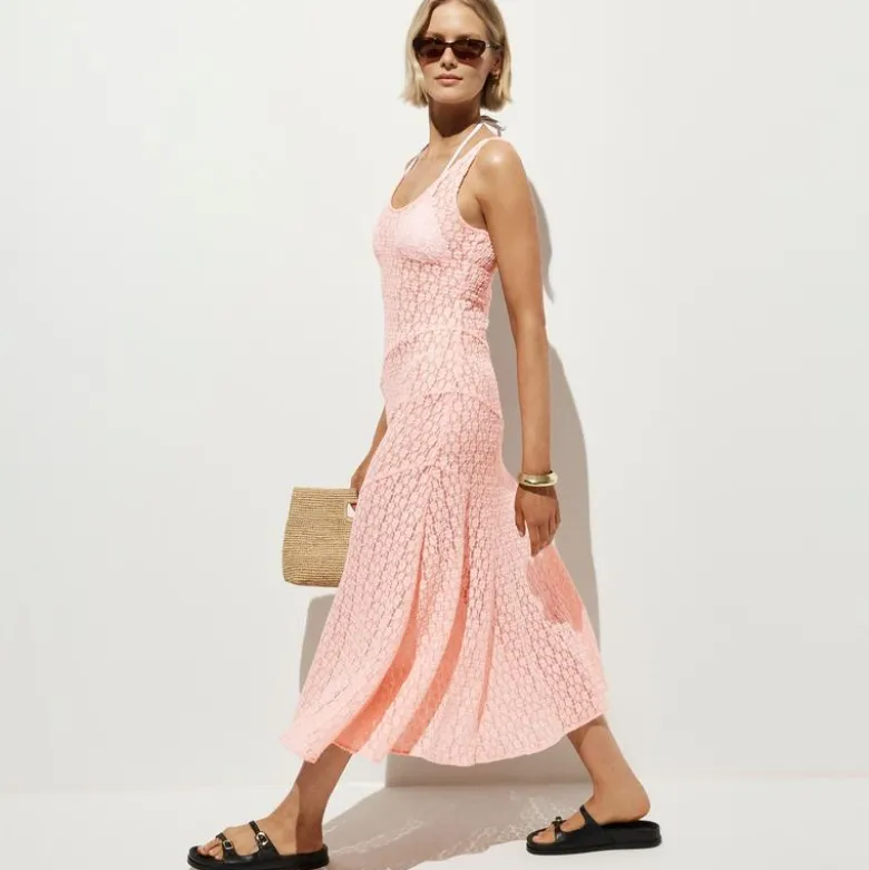Sheer scoopneck lace dress