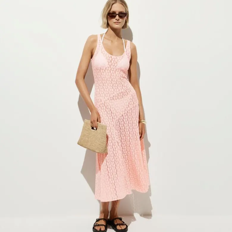 Sheer scoopneck lace dress
