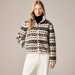 Sherpa fleece zip-up jacket in jacquard