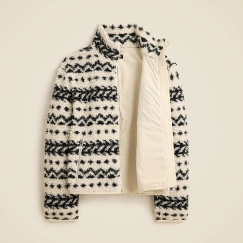 Sherpa fleece zip-up jacket in jacquard