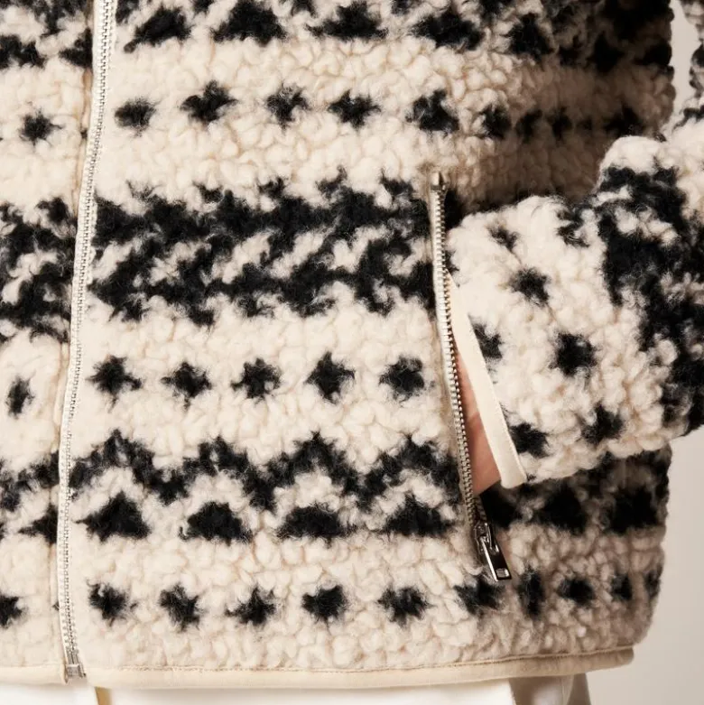 Sherpa fleece zip-up jacket in jacquard
