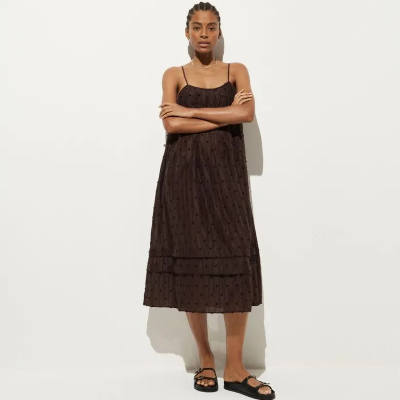 Shift midi dress in textured dot