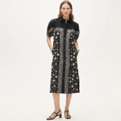 Shirt-dress in bandana-print cotton poplin