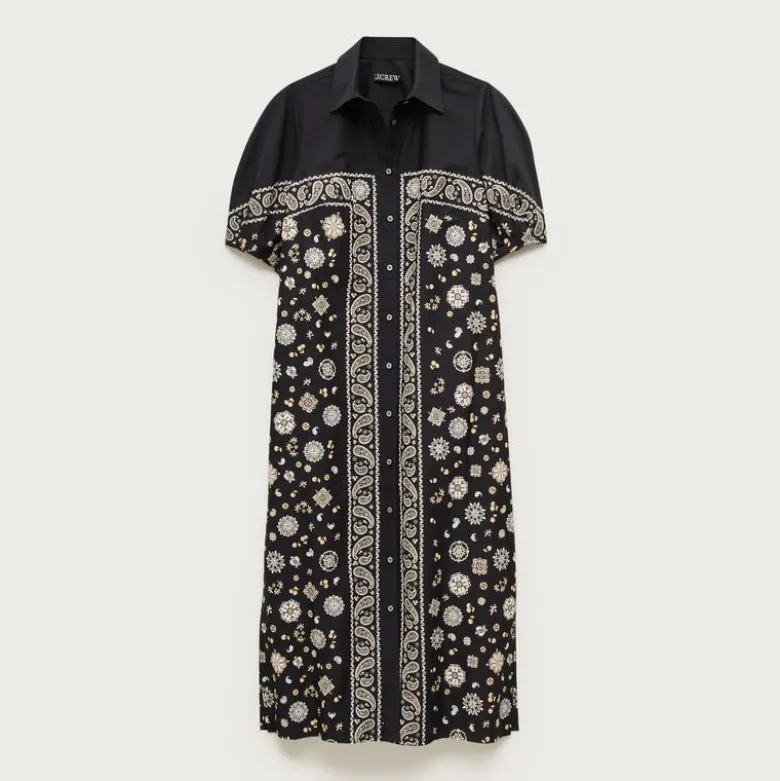 Shirt-dress in bandana-print cotton poplin