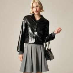 Shirt-jacket in faux distressed leather