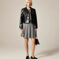 Shirt-jacket in faux distressed leather