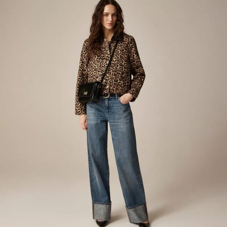 Short Barn Jacket™ in leopard cotton canvas