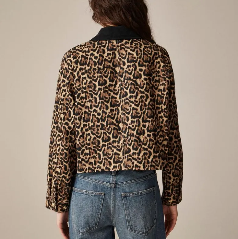 Short Barn Jacket™ in leopard cotton canvas