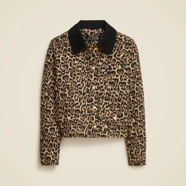 Short Barn Jacket™ in leopard cotton canvas