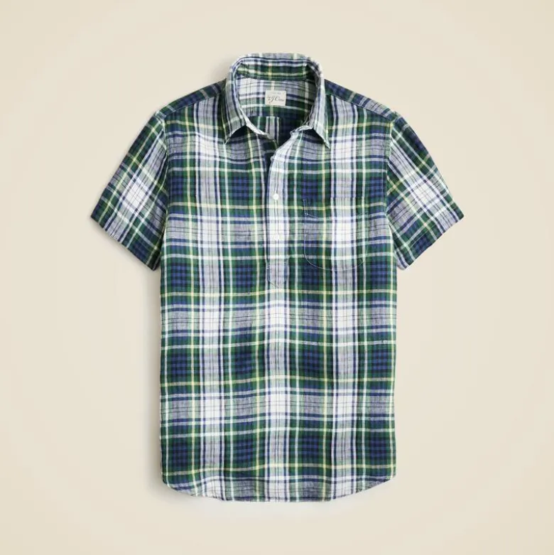 Short-sleeve Baird McNutt Irish linen popover shirt