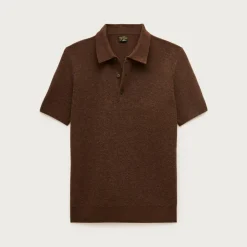 Short-sleeve cashmere rib-knit sweater-polo