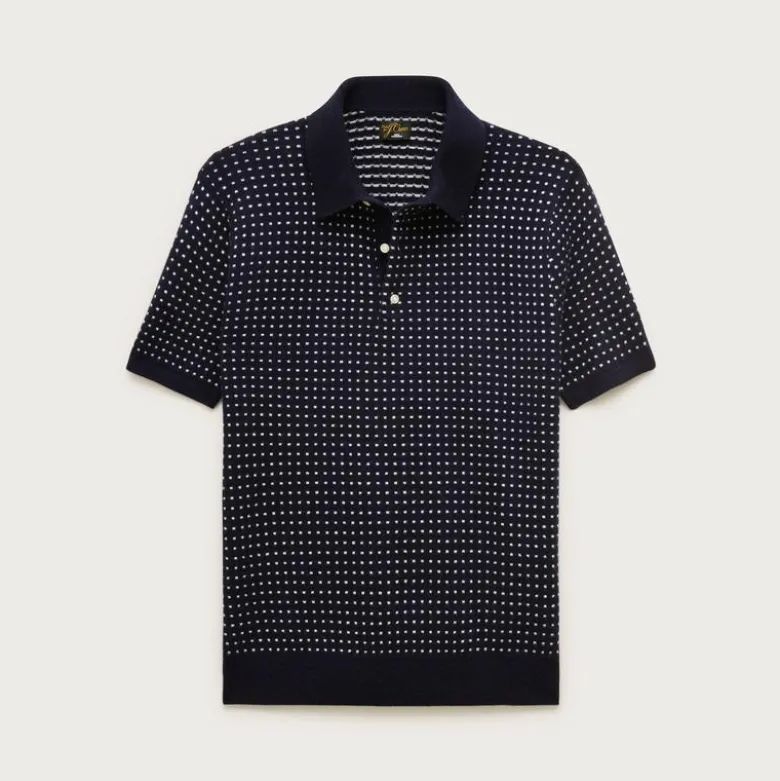 Short-sleeve cashmere sweater-polo in dot