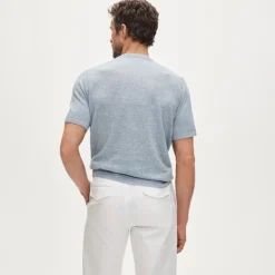 Short-sleeve cashmere-linen blend sweater