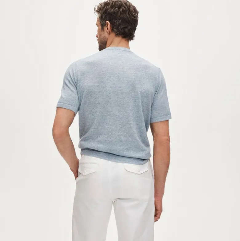 Short-sleeve cashmere-linen blend sweater