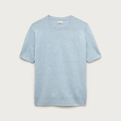 Short-sleeve cashmere-linen blend sweater