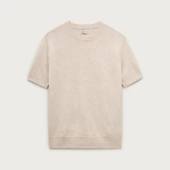Short-sleeve cashmere-linen blend sweater