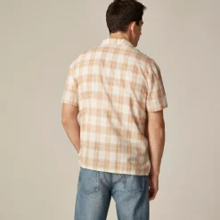 Short-sleeve cotton gauze camp-collar shirt