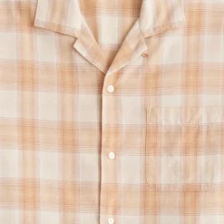 Short-sleeve cotton gauze camp-collar shirt