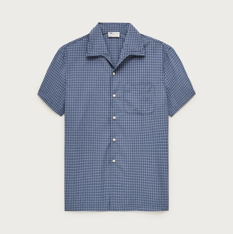 Short-sleeve cotton poplin camp-collar shirt