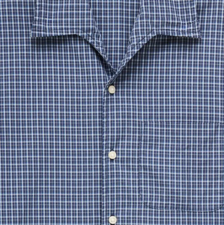 Short-sleeve cotton poplin camp-collar shirt