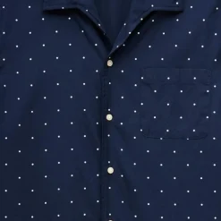 Short-sleeve cotton poplin camp-collar shirt