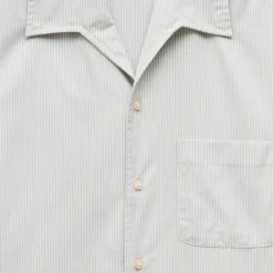 Short-sleeve cotton poplin camp-collar shirt