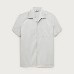 Short-sleeve cotton poplin camp-collar shirt