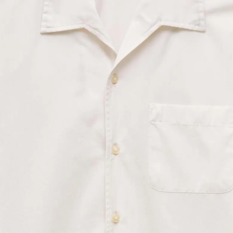 Short-sleeve cotton poplin camp-collar shirt
