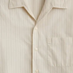 Short-sleeve cotton poplin camp-collar shirt