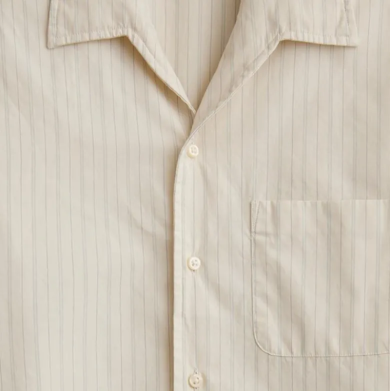 Short-sleeve cotton poplin camp-collar shirt