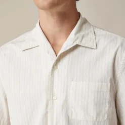 Short-sleeve cotton poplin camp-collar shirt
