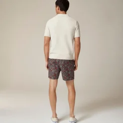 Short-sleeve cotton seed-stitch sweater-polo