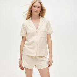 Short-sleeve pajama short set in stripe dreamy cotton blend