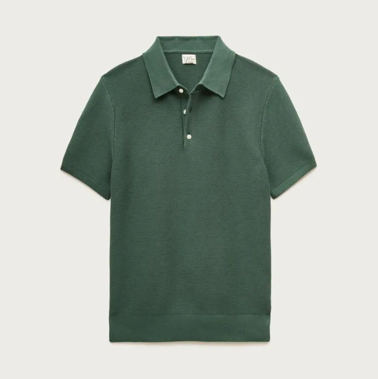 Short-sleeve sweater-polo in Pima cotton