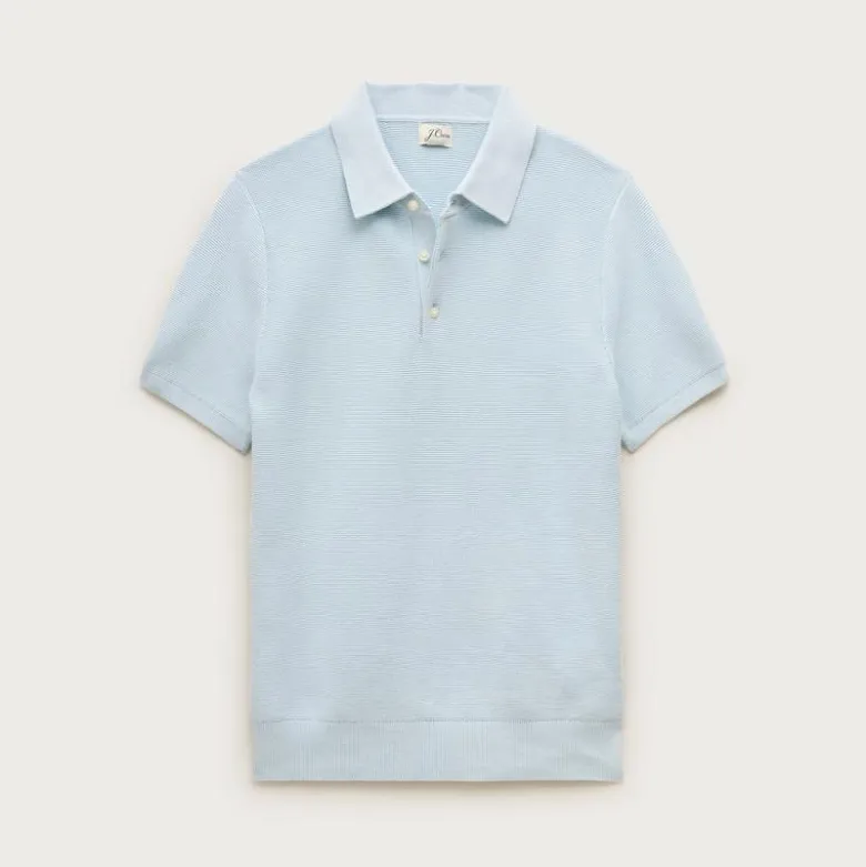 Short-sleeve sweater-polo in Pima cotton