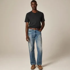 Short-sleeve vintage-wash cotton henley