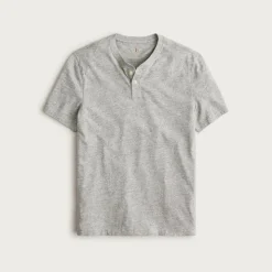 Short-sleeve vintage-wash cotton henley