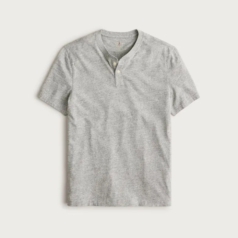 Short-sleeve vintage-wash cotton henley