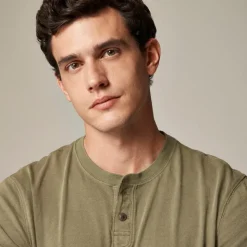 Short-sleeve vintage-wash cotton henley