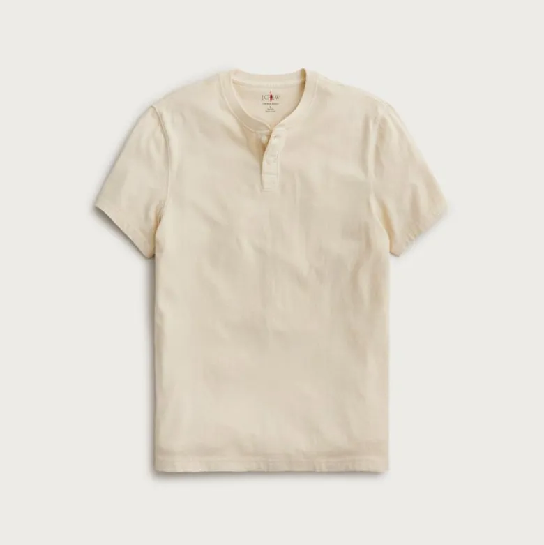 Short-sleeve vintage-wash cotton henley