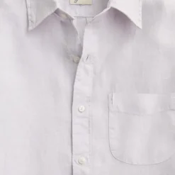Short-sleeve washed linen shirt