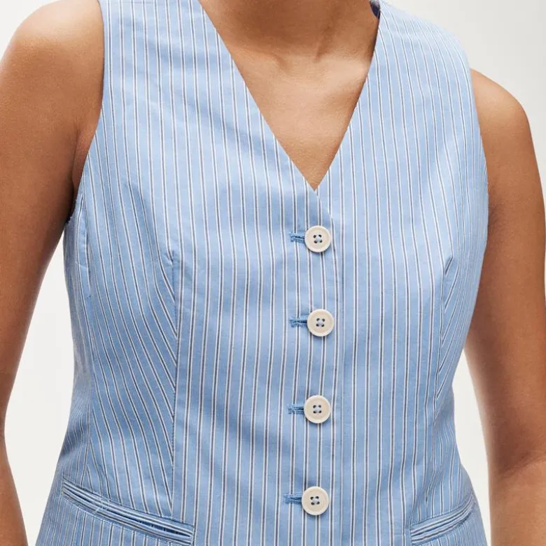 Shrunken V-neck vest top in stripe