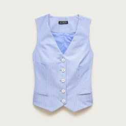 Shrunken V-neck vest top in stripe