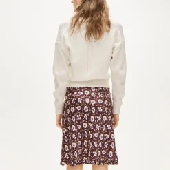 Side-ruffle slip skirt in viscose charmeuse floral