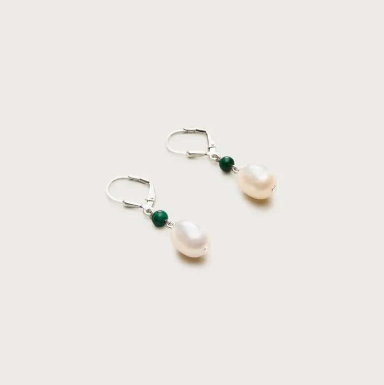 Silver-plated freshwater pearl earrings