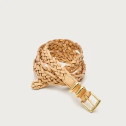Skinny braided belt in Italian leather